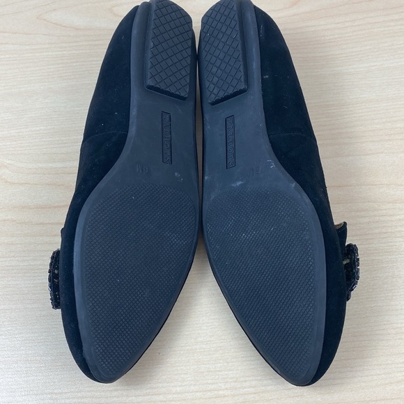 Talbots Black Suede Flats with Beaded Bow Size 6 - Picture 6 of 8